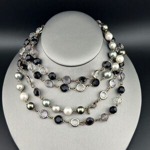 Long PREMIER DESIGNS Faux Pearl Antique-silver Tone Metal Acrylic Beads Necklace